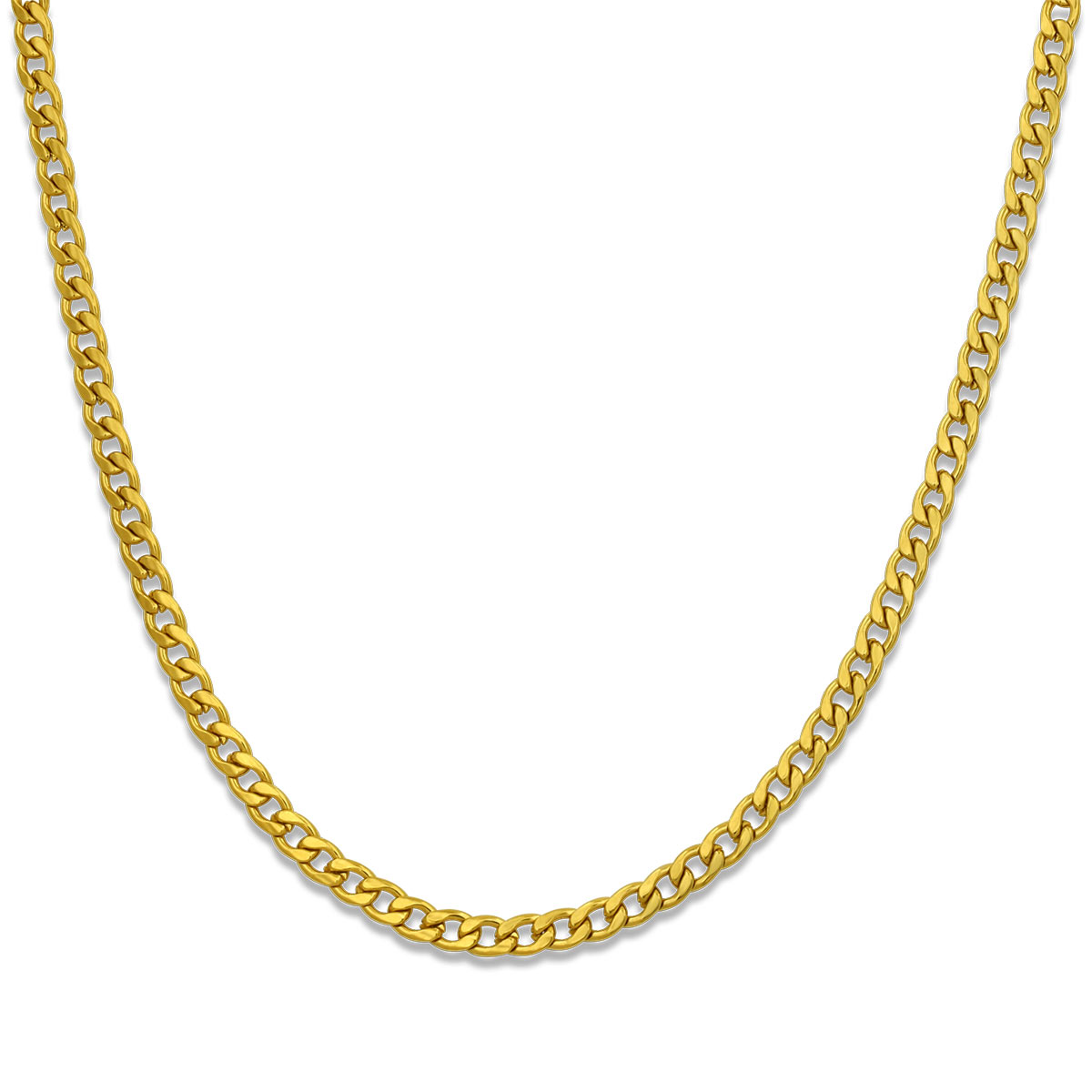 Micro Gurmet Chain Gold 4MM Αλυσίδα λαιμού από ανοξείδωτο ατσάλι 316L